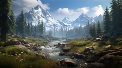 Fototapeta premium Breathtaking landscapes in creating immersive and visually stunning game worlds