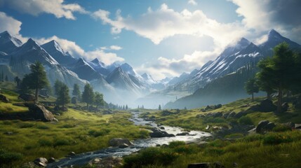 Fototapeta na wymiar Breathtaking landscapes in creating immersive and visually stunning game worlds