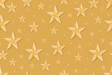 Golden five point stars in a seamless repeat pattern design - Illustration