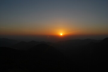 Sunset on a mountain's view point in India. Maharashtra State. Wildlife.