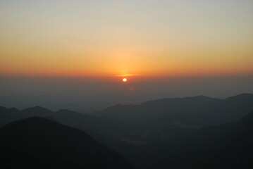 Fototapeta premium Sunset on a mountain's view point in India. Maharashtra State. Wildlife.