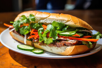 Authentic Banh Mi Vietnamese Sandwich with Pickled Vegetables