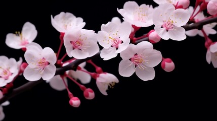 Pink Cherry flowers in full bloom in a