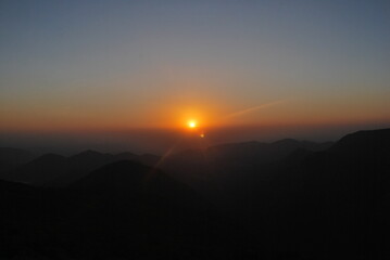 Sunset on a mountain's view point in India. Maharashtra State. Wildlife.