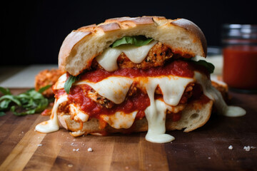 Hearty Chicken Parmesan Sandwich with Melted Cheese and Marinara