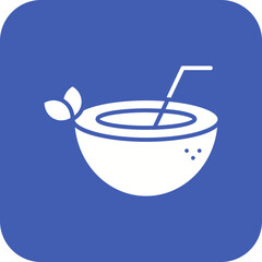 Coconut Drink Line Color Icon