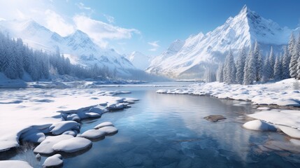 Fototapeta premium Nature's Frozen Art: Embrace the cold wonder of a wintery landscape with a mesmerizing image of blue ice cracked by nature's hand,