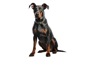 Obraz premium Doberman Pinscher Dog isolated on transparent background. Concept of pet.