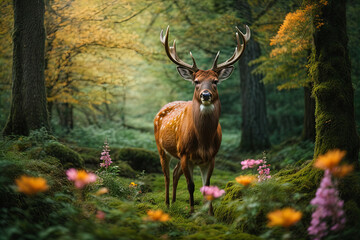 Majestic deer in a beautiful forest