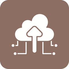 Upload File on Cloud Line Color Icon