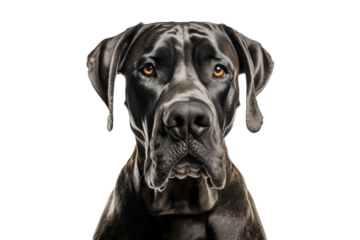 Great Dane dog Depression mood isolated on transparent background. Concept of pet.