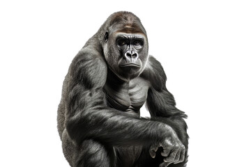 Gorilla isolated on transparent background. Concept of animals.