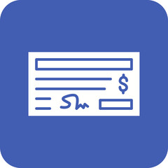 Cheque Payment Line Color Icon