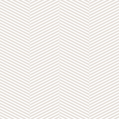 Seamless chevron pattern with subtle zigzag stripes, abstract geometric design. Simple repeat herringbone texture, delicate minimalist vector background in white and beige color. Stylish geo design - obrazy, fototapety, plakaty