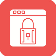 Website Locked Line Color Icon