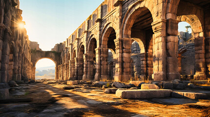 Majestic archways and columns of an ancient ruin - obrazy, fototapety, plakaty