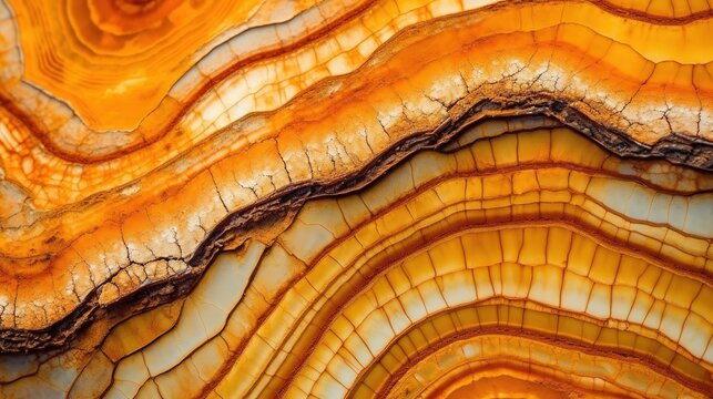 Abstract expressive structure slice mineral stone. Amazing banded crystal cross section as a background. Illustration for banner, poster, cover, brochure or presentation.