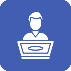 Student using Laptop Line Color Icon