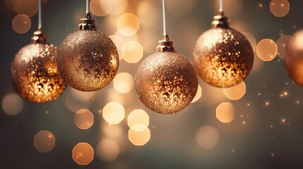 Generative AI, Christmas and new year balls on blurred background, holidays concept, festive winter season background..