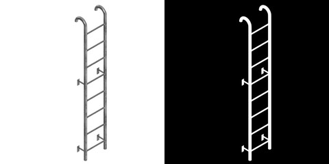 3D rendering illustration of an industrial ladder