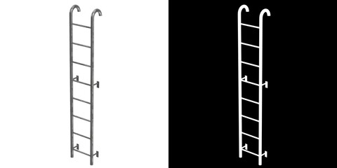 3D rendering illustration of an industrial ladder
