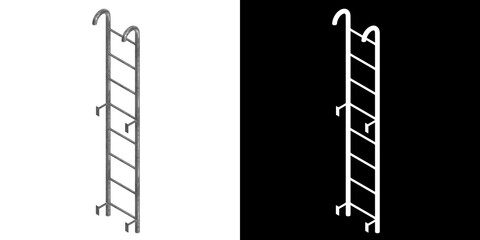 3D rendering illustration of an industrial ladder