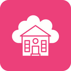 Cloud House Line Color Icon