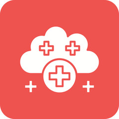 Cloud Add Line Color Icon