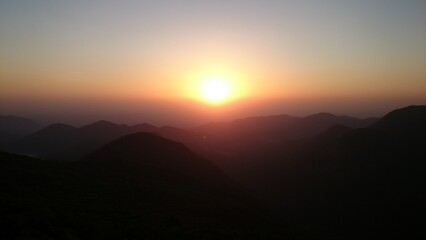 Sunset on a mountain's view point in India. Maharashtra State. Wildlife.