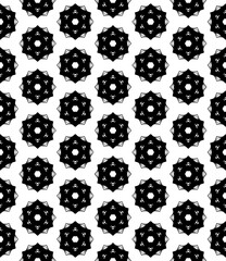 Black and white seamless abstract pattern. Background and backdrop. Grayscale ornamental design. Mosaic ornaments. Vector graphic illustration. EPS10.