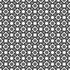 Black and white seamless abstract pattern. Background and backdrop. Grayscale ornamental design. Mosaic ornaments. Vector graphic illustration. EPS10.