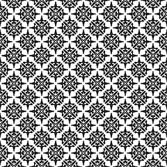 Black and white seamless abstract pattern. Background and backdrop. Grayscale ornamental design. Mosaic ornaments. Vector graphic illustration. EPS10.