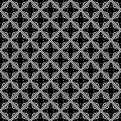 Black and white seamless abstract pattern. Background and backdrop. Grayscale ornamental design. Mosaic ornaments. Vector graphic illustration. EPS10.