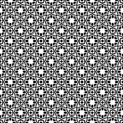 Black and white seamless abstract pattern. Background and backdrop. Grayscale ornamental design. Mosaic ornaments. Vector graphic illustration. EPS10.
