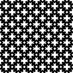 Black and white seamless abstract pattern. Background and backdrop. Grayscale ornamental design. Mosaic ornaments. Vector graphic illustration. EPS10.