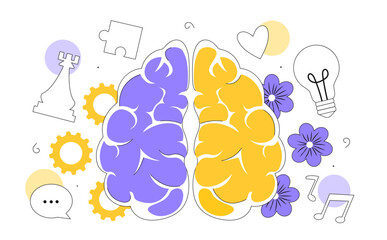 Two brain sides vector concept
