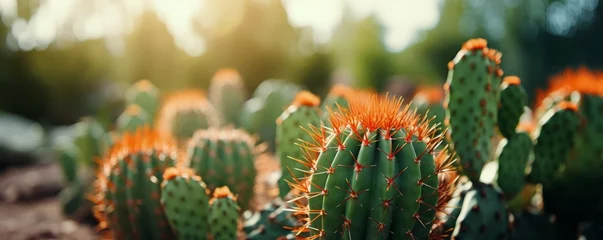 Crédence de cuisine en verre imprimé Cactus Close up of a cactus in a botanical garden. Macro