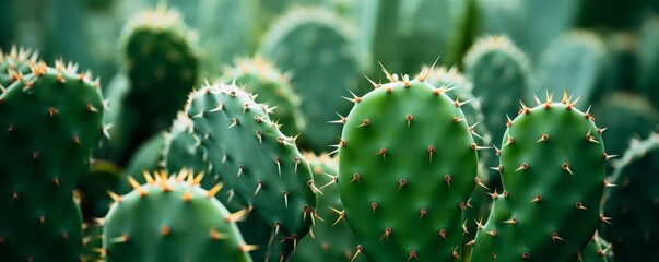 Close up of a cactus in a botanical garden. Macro