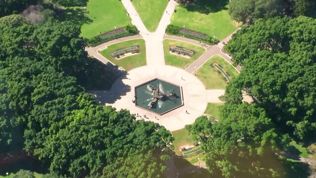 Archibald Fountain aerial view, Hyde Park - Sydney