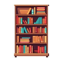 Book shelves and bookcase of library or bookstore, vector education