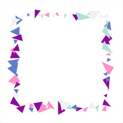 Frame of colored triangles abstract geometric pattern. Can be used as poster, banner, border, background, wallpaper, card, print, web. Vector illustration.
