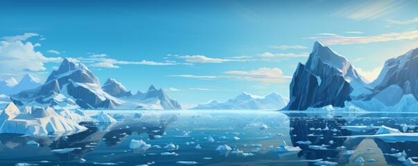 Fototapeta na wymiar Iceberg in the ocean with blue sky background