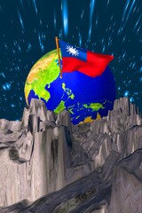 Taiwan flag with Earth