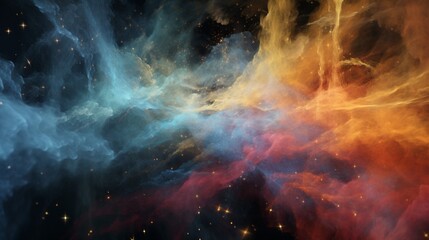 Abstract mathematical equations materialized atop a cloud of interstellar dust and gas. - obrazy, fototapety, plakaty