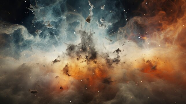 Abstract mathematical equations materialized atop a cloud of interstellar dust and gas.