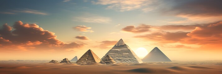 pyramids panoramic scenic view - obrazy, fototapety, plakaty