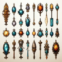 set of magic wands game assets
