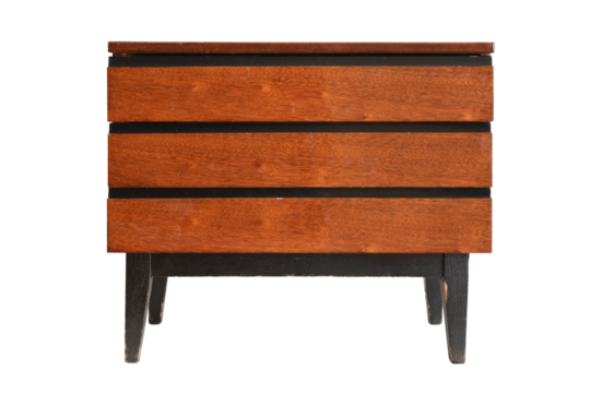 Vintage nightstand isolated on white background.