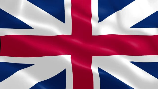 Realistic Ultra-HD flag of the United Kingdom waving in the wind.  