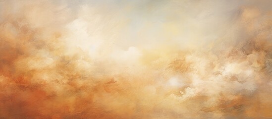The abstract watercolor art showcased a unique pattern with a mix of bronze and gold hues creating a grunge texture against a background of a serene landscape filled with light space and flu - obrazy, fototapety, plakaty